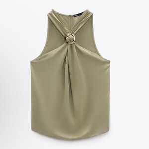 Zara Olive Green Sleeveless Top